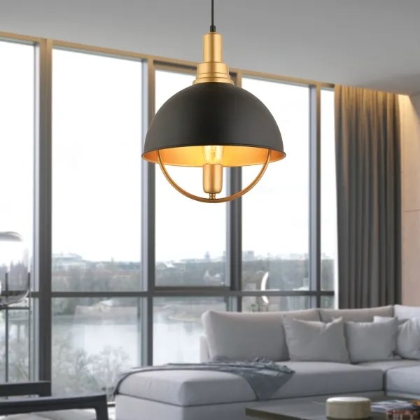 Lampadario a cavo MONZA 1xE27/40W/230V diam. 30 cm nero/oro