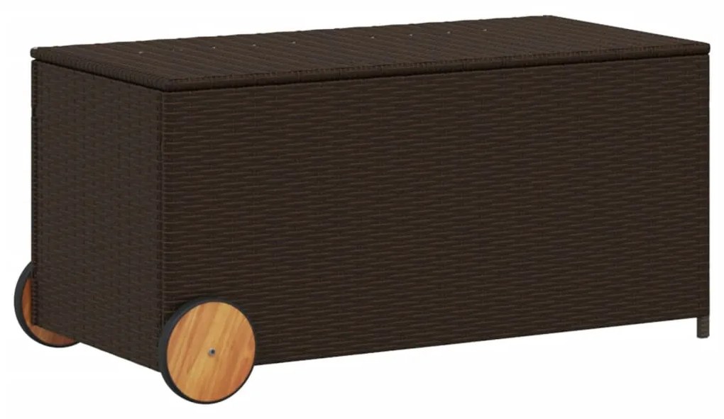 Contenitore da giardino con ruote marrone 190l in polyrattan