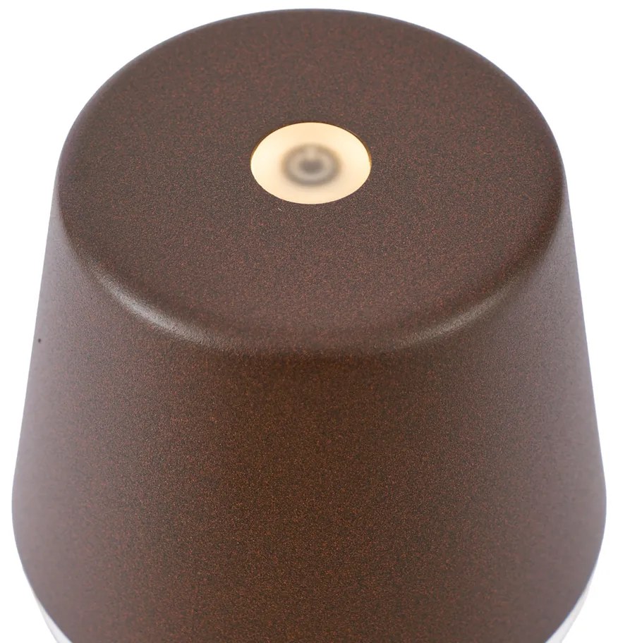 Lampada da tavolo marrone ruggine con LED IP65 ricaricabile con stazione di ricarica - Bass