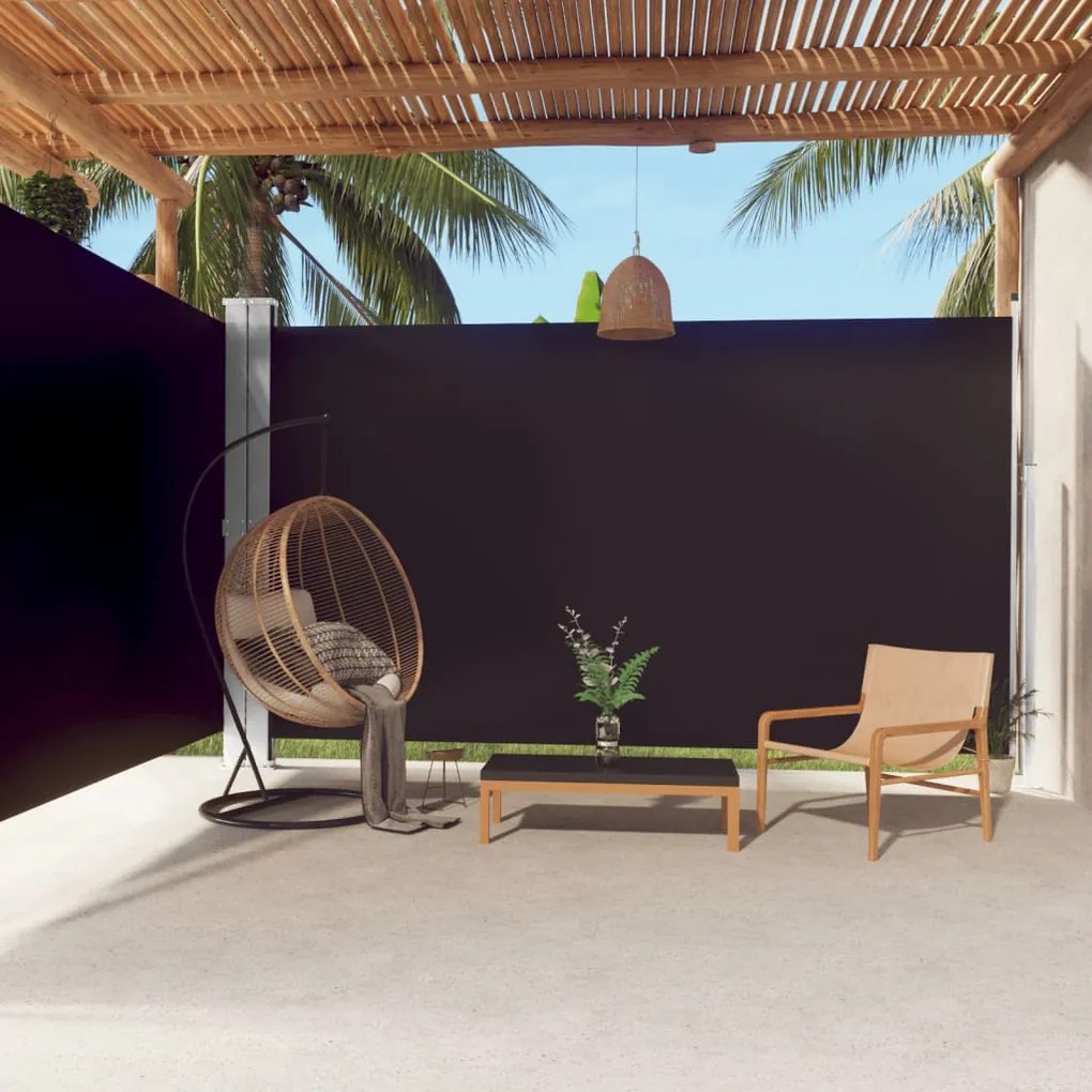 Tenda Da Sole Laterale Retrattile Nera 220x600 Cm /