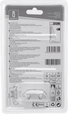 Aigostar - LED RGB Luce notturna con sensore crepuscolare LED/0,5W/230V fiocco di neve