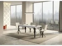 Tavolo da Pranzo Paxon 90x180Allungato 90x284 in Nobilitato e Ferro Colore: Bianco Frassinato