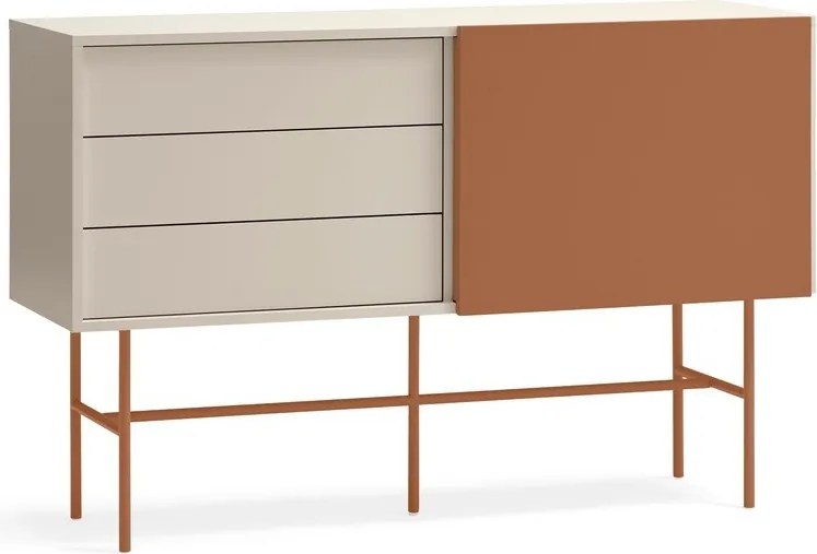 Cassettiera bassa con ante scorrevoli in mattone/beige 140x91 cm Nube - Teulat