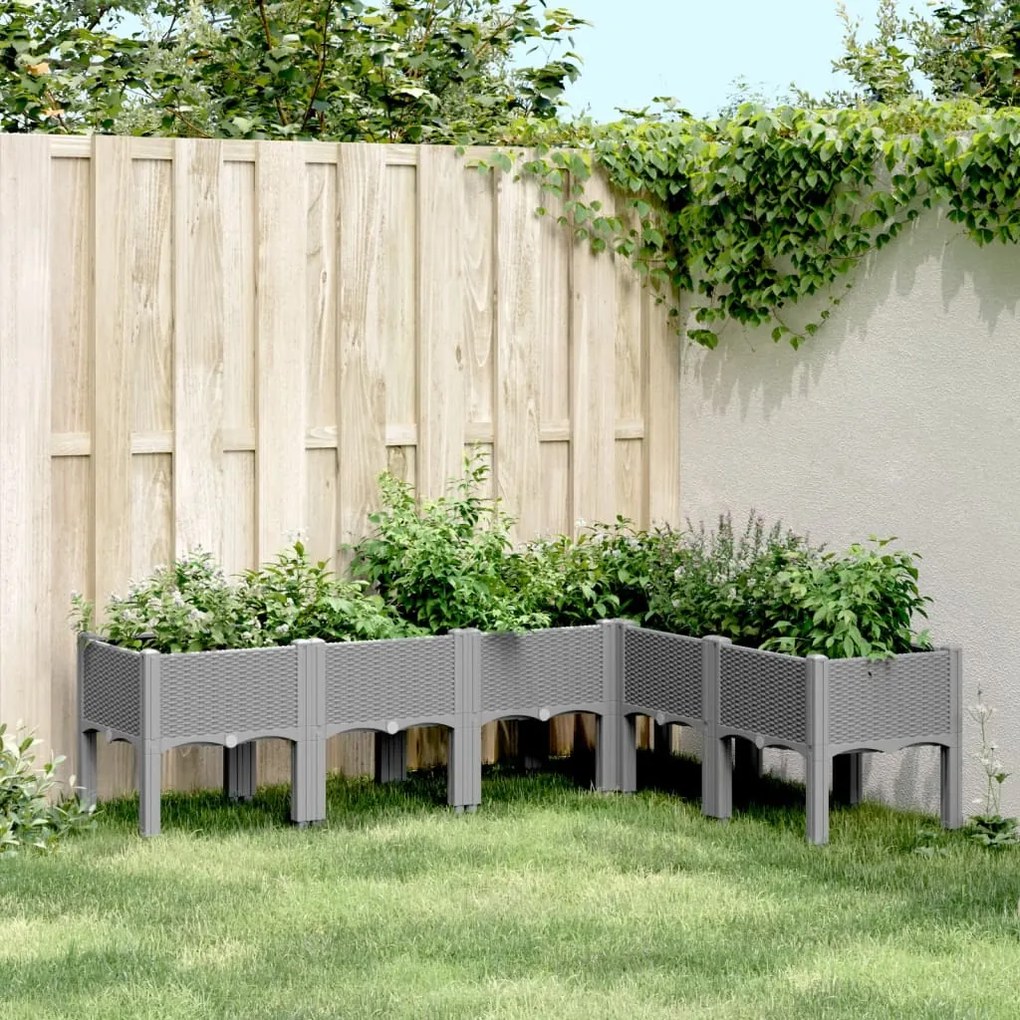 Fioriera da Giardino con Gambe Grigio Chiaro 160x120x42 cm PP