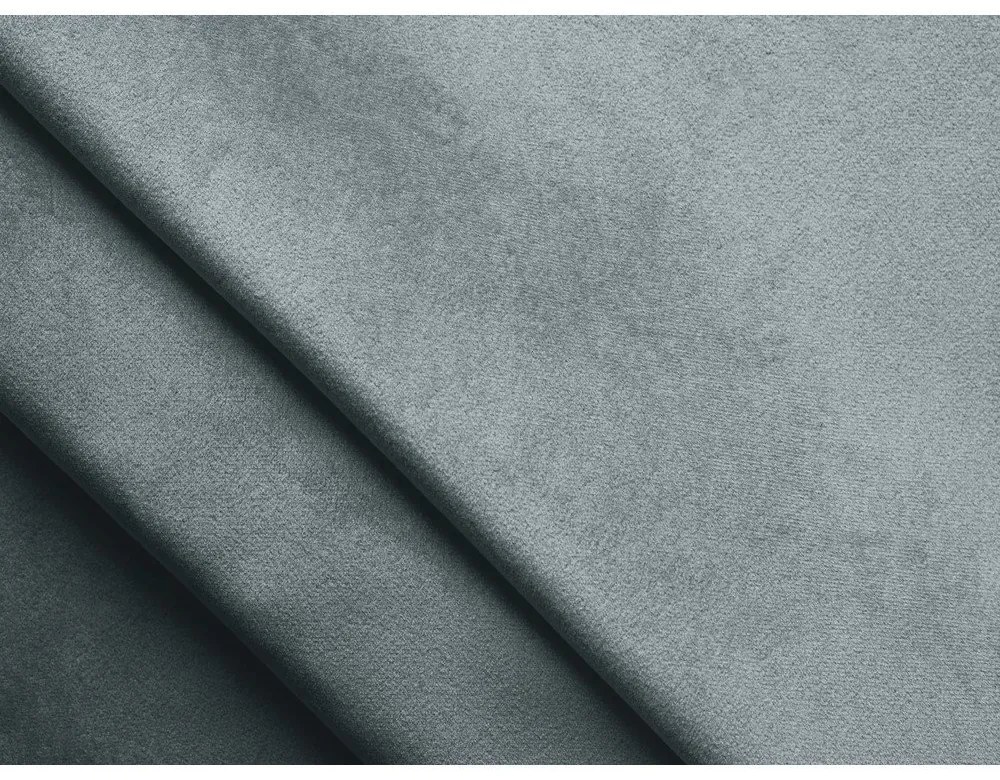 Divano angolare azzurro (con penisola a sinistra) con rivestimento in velluto Moana – Makamii