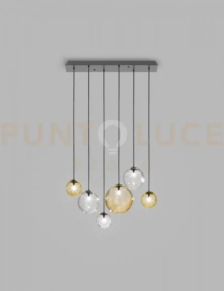 Puppet sospensione l6 multicolore 2 nero opaco 6 luci attacco g9
