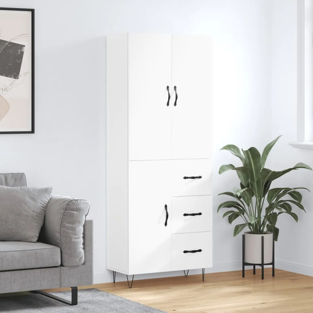 Credenza Bianca 69,5x34x180 Cm İn Legno Multistrato /