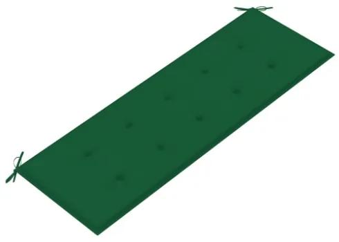 Panchina Batavia con Cuscino Verde 150 cm Legno Massello Teak