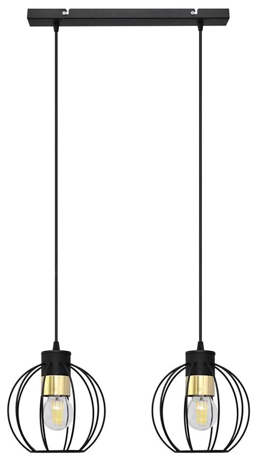 Lampadario a sospensione con filo STARLIGHT 2xE27/15W/230V nero/oro