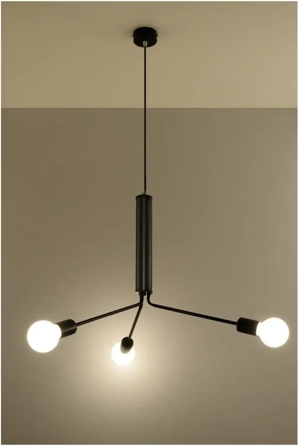 Lampadario nero con paralume in metallo ø 74 cm Donato – Sollux