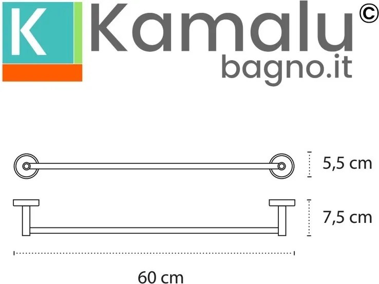 Kamalu - Portasalvietta barra 60 cm in acciaio inox e dettagli in abs nero | NICO-N