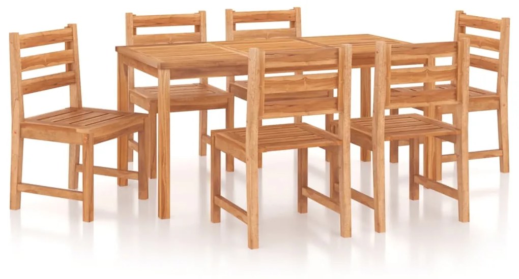 Set da Pranzo da Giardino 7 pz in Legno Massello di Teak