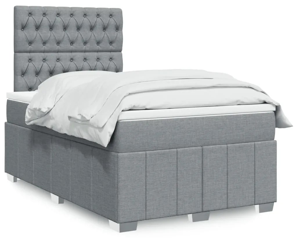 Giroletto A Molle Con Materasso Grigio Chiaro 120x200cm Tessuto /