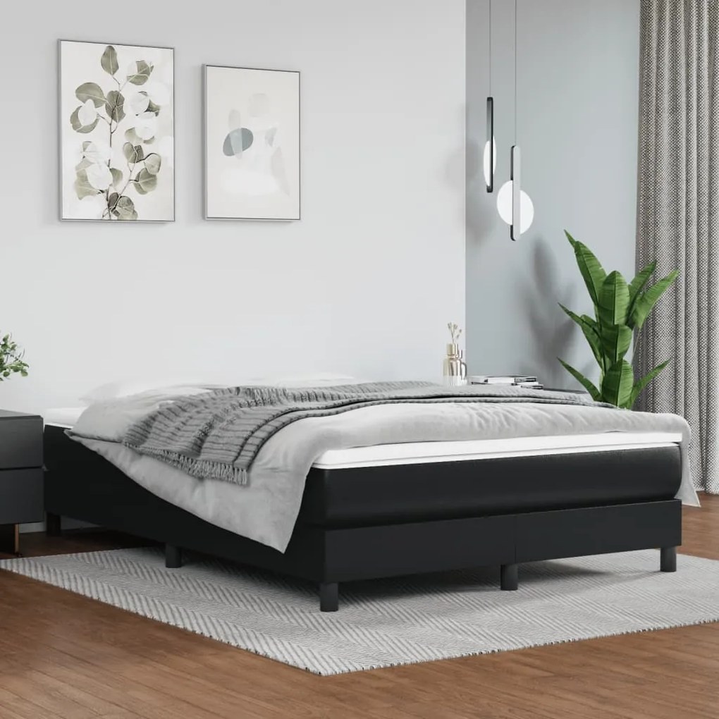 Materasso A Molle Insacchettate Nero 140x200x20cm İn Similpelle /