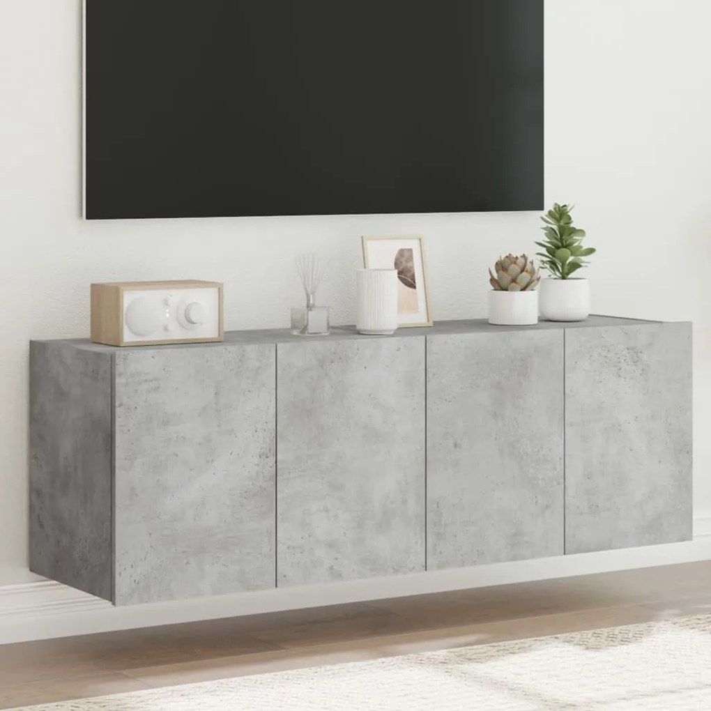 Mobili Tv A Parete Con Luci Led 2pz Grigio Cemento 60x35x41 Cm /