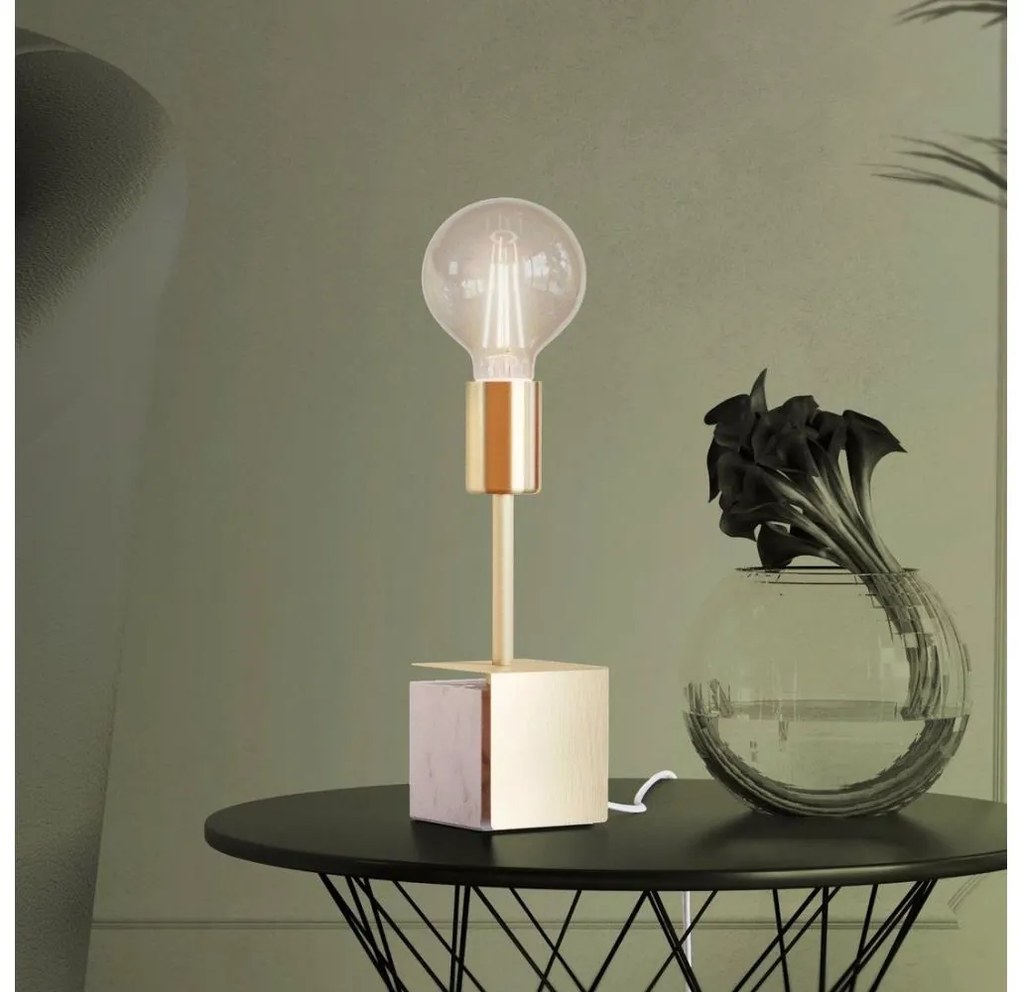 Eglo 390169 - Lampada da tavolo CARMITA 1xE27/40W/230V oro/bianco marmo