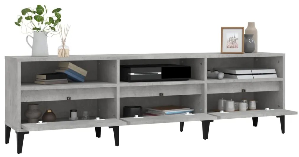 Mobile tv grigio cemento 150x30x44,5 cm legno multistrato