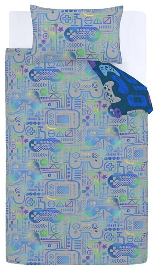 Biancheria da letto per bambini blu/grigia in microfibra per letto singolo 135x200 cm Gamer – Catherine Lansfield