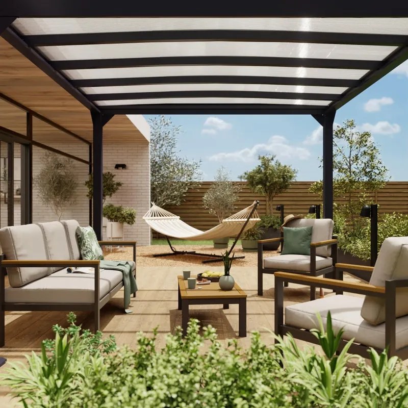 Pergola Borea in alluminio grigio copertura grigio scuro L 300 x P 300 x H 231 cm