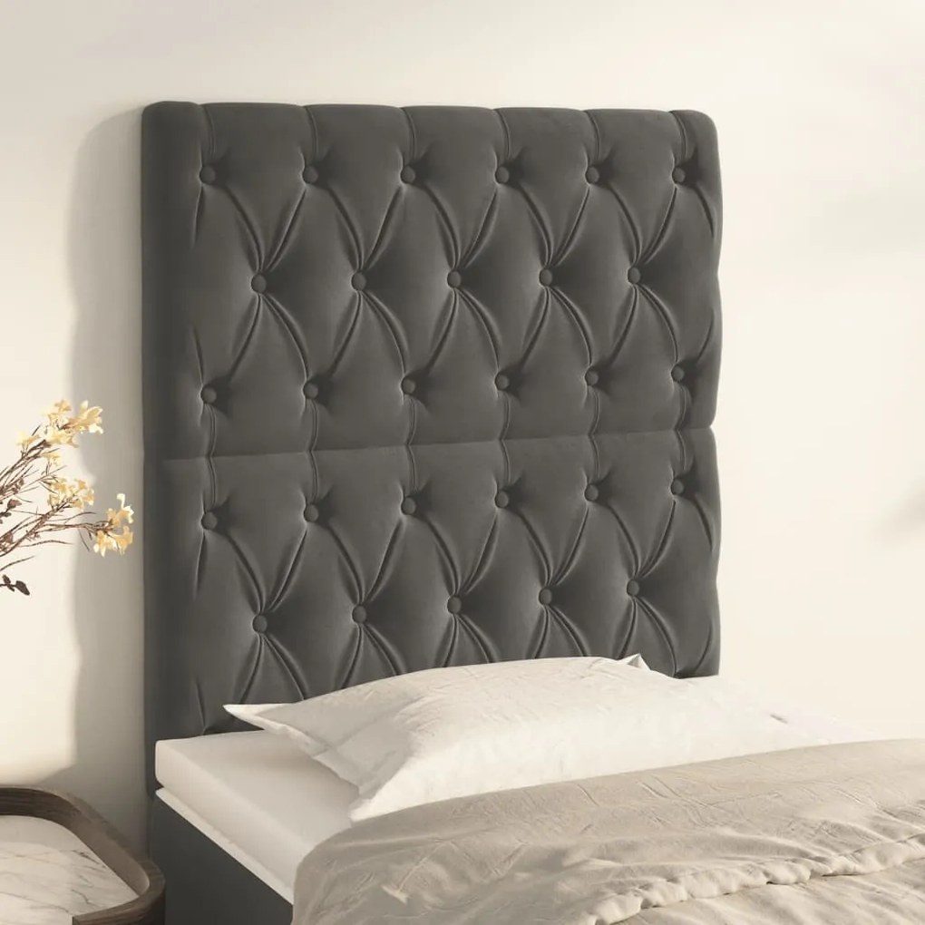 Testiera 2 Pz Grigio Scuro 80x7x78/88 Cm İn Velluto /