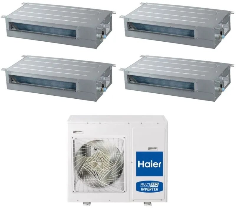 Climatizzatore Condizionatore Canalizzato Slim Haier Quadri Split Inverter Bassa Prevalenza 9+9+12+12 con 4U85S2SR5FA R-32 Wi-Fi Integrato