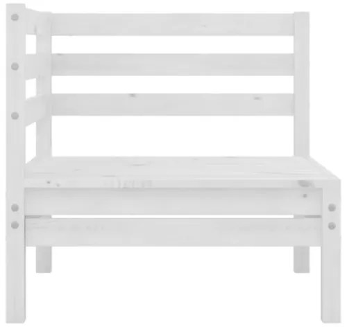 Set Divani da Giardino 7 pz Bianco in Legno Massello di Pino