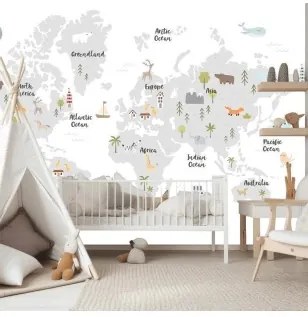 Carta da parati - Minimalist Map for Childrens Room Standard 400x280