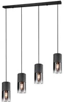 Lampada Sospensione Interno Soffitto 4 Luci Cilindri Nero Vetro Robin GD Trio