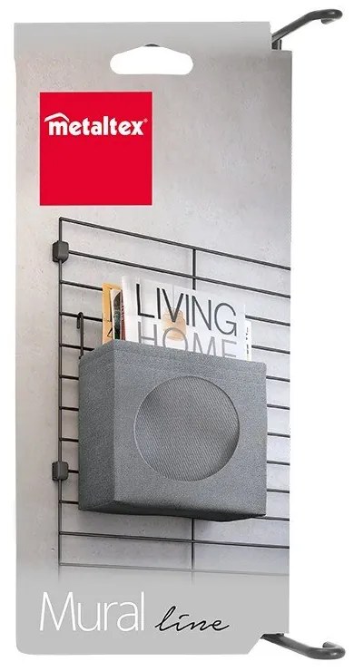 Componente in tessuto grigio - scatola portaoggetti 24x9 cm Mural - Metaltex