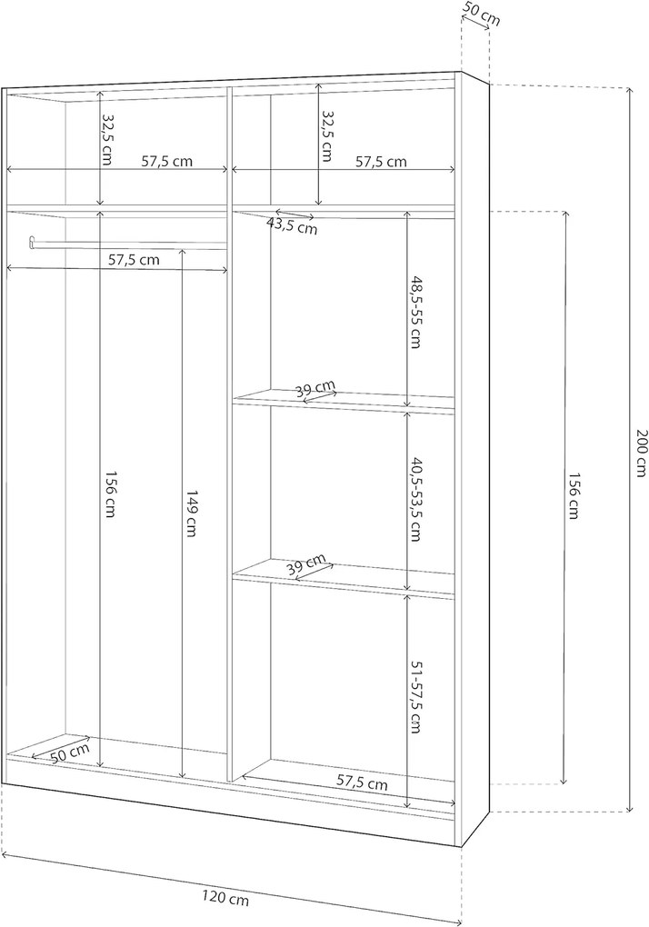 Armadio Bianco con 2 Ante Scorrevoli 120x50x200h