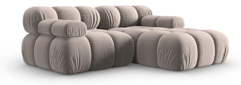 Divano angolare componibile in marrone chiaro (con penisola a destra) con rivestimento in velluto Bellis – Micadoni