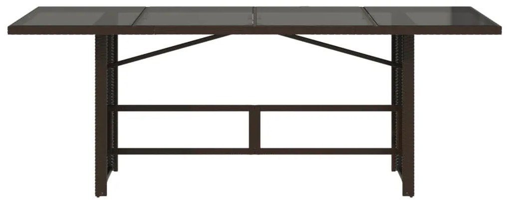 Tavolo giardino piano in vetro marrone 190x80x75cm polyrattan