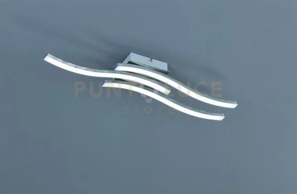Route plafoniera led 15w 1500lm, 3000k 3 bacchette ondulate acciaio...