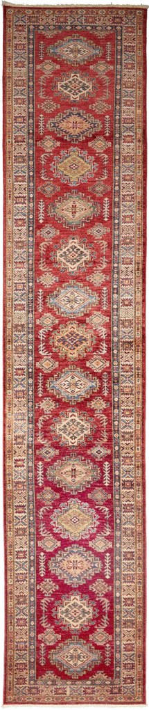 Kazak Tappeto 410x80 Rosso (Pakistan) Annodato A Mano