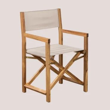 Sedia Da Regista Da Giardino Pieghevole In Legno Di Acacia Bardem Nude Beige - Sklum