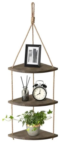 Mensola angolare pendente 90x25 cm marrone