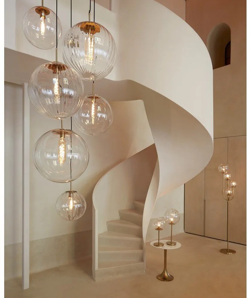 Lampadario in bronzo con paralume in vetro ø 30 cm Medina - Light &amp; Living