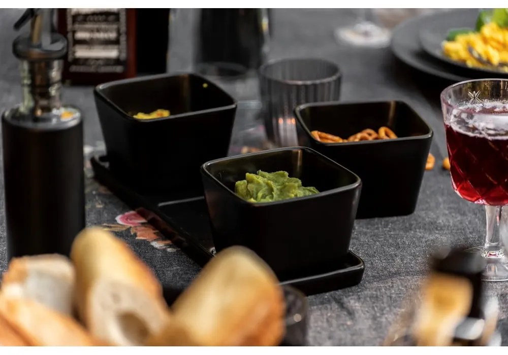 Set di 3 ciotole da portata in ceramica nera opaca Snack &amp; Dip - Wenko