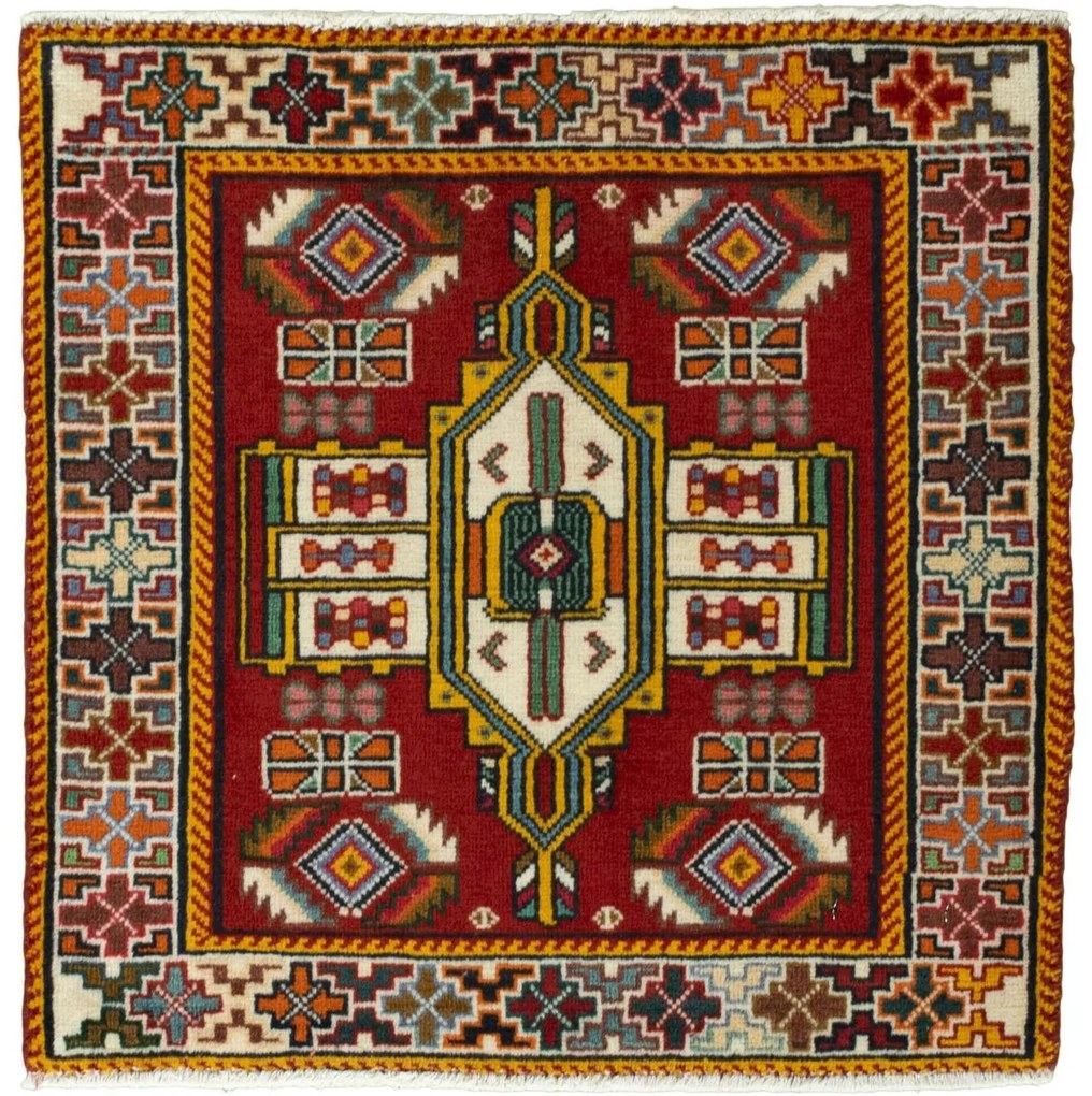 Shiraz Tappeto 60 x 60 Rosso (Iran) Annodato A Mano