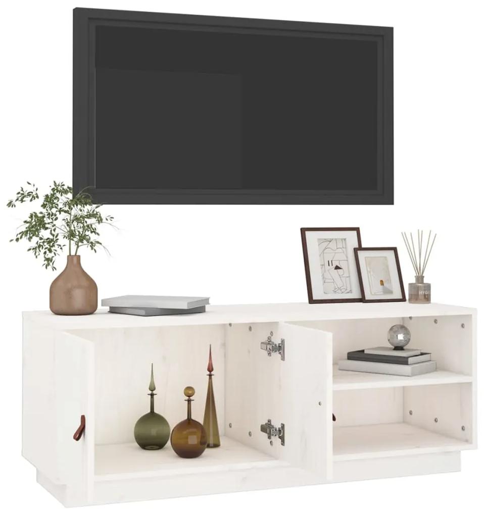 Mobile porta tv bianco 105x34x40 cm in legno massello di pino