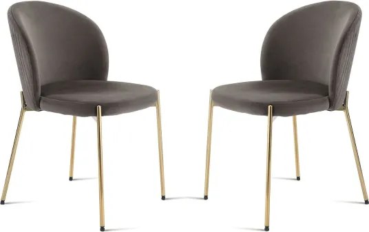 Sedia in velluto Grigio con struttura in metallo Oro MEGAN 2 sedie