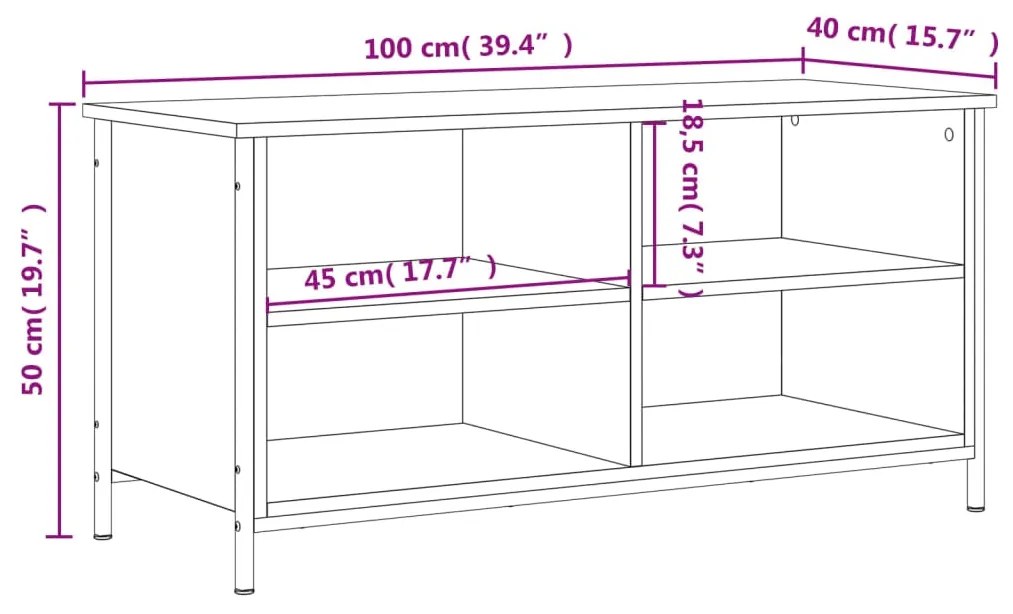 Mobile Porta TV Grigio Sonoma 100x40x50 cm in Legno Multistrato