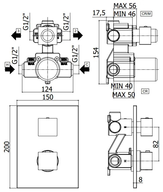 Paffoni Level Leq518 Miscelatore Termostatico Doccia Ad Incasso 2 Utenze Cromo