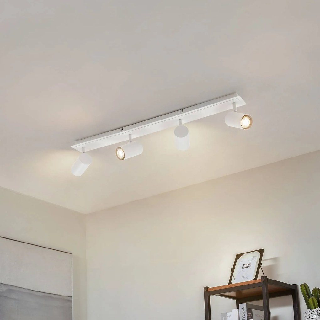 Faretto da soffitto Lindby Joffrey, 80 cm, bianco, a 4 luci, GU10
