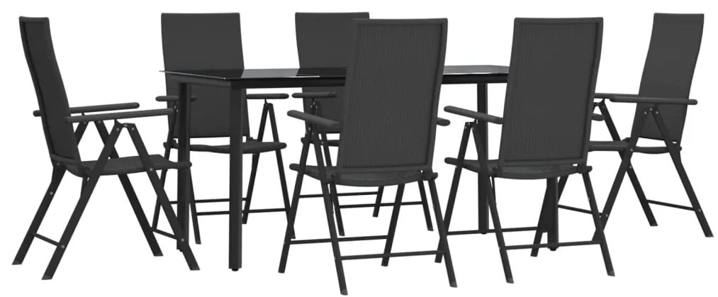 Set da pranzo da giardino 7 pz nero in polyrattan