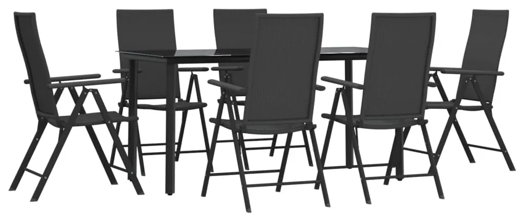 Set da pranzo da giardino 7 pz nero in polyrattan