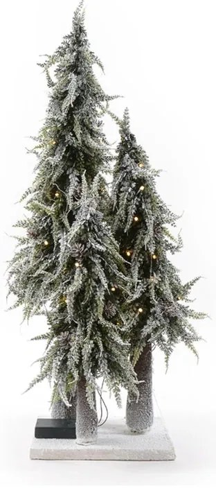 Albero di Natale artificiale innevato Innevato verde con illuminazione H 17 cm x Ø 17 cm