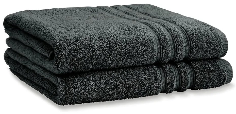 Set di asciugamani tipo terry grigio scuro in cotone 2 pz 90x140 cm Zero Twist – Catherine Lansfield