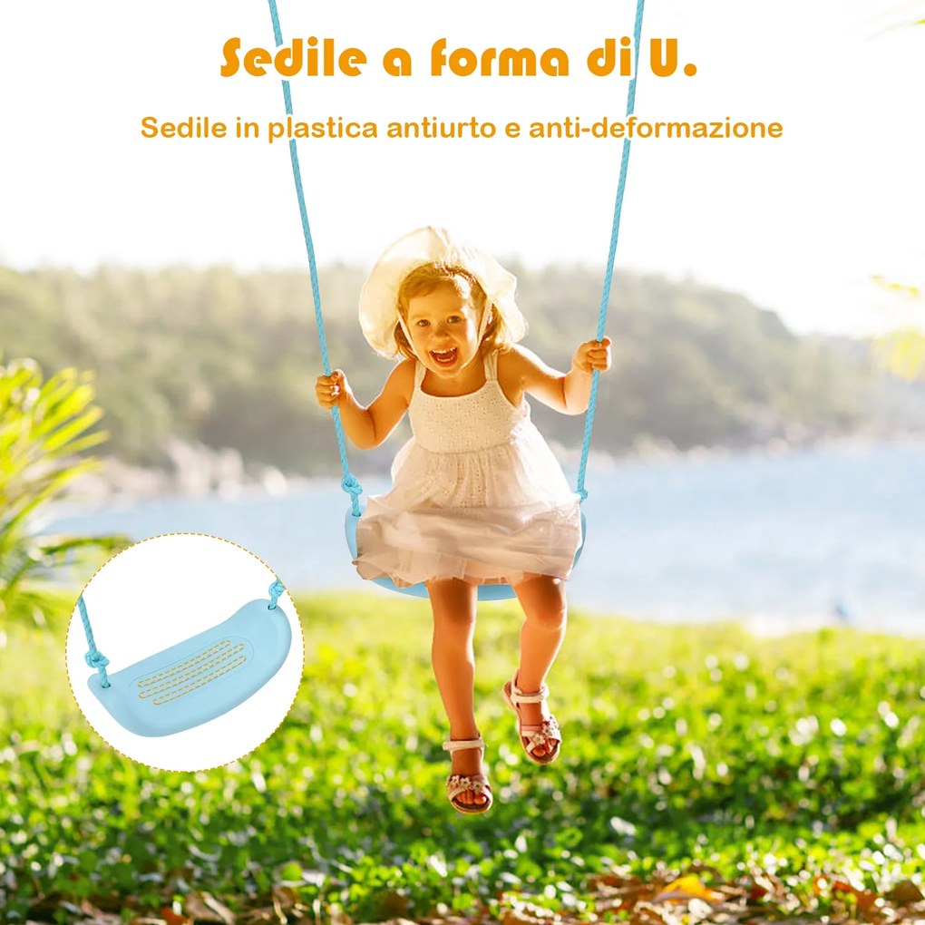 Costway Altalena in ferro da esterno per bambini con struttura stabile, Set altalena con sedile all’impatto a forma di U