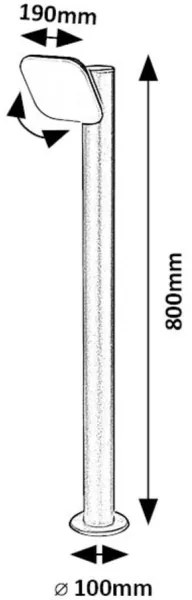 Rabalux 77060 - Lampada LED da esterno ODIEL LED/12W/230V IP44 80 cm nero